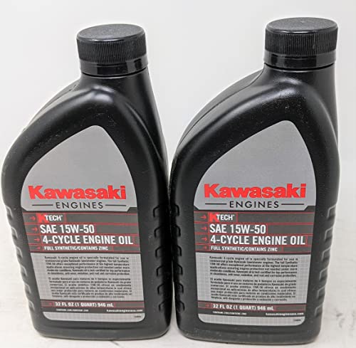 Kawasaki Pack of 2 99969-6501 Full Synthetic SAE 15W-50 4-Cycle Engine Oil and Pad