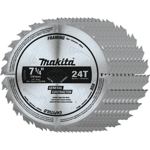 Makita D-45989-10 7-1/4" 24T Carbide-Tipped Circular Saw Blade, Framing/General Purpose, 10 pack