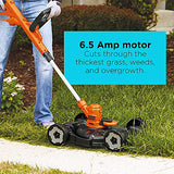BLACK+DECKER 3-in-1 String Trimmer/Edger & Lawn Mower, 6.5-Amp, 12-Inch, Corded (MTE912) (Power cord not included)