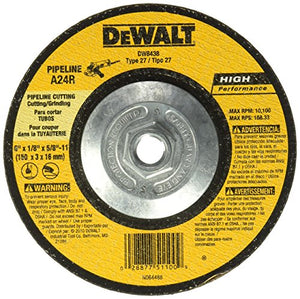 DEWALT DW8438 6-Inch by 1/8-Inch by 5/8-Inch-11 High Performance Pipeline Wheel