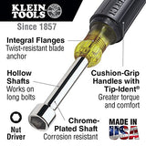Klein Tools 631 Tool Set, Nut Driver Set w/Hex Nut Sizes 3/16, 1/4, 5/16, 11/32, 3/8, 7/16 and 1/2-Inch on 3-Inch Full Hollow Shaft, 7-Piece