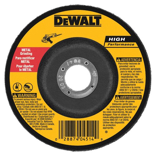 DEWALT DW4624 6-Inch by 1/4-Inch by 7/8-Inch General Purpose Metal Grinding Wheel (1-Pack)