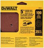 DEWALT DW4310 5-Inch 8 Hole 100 Grit Hook and Loop Random Orbit Sandpaper (25-Pack)