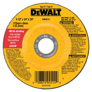 DEWALT DW4623 5-Inch by 1/4-Inch by 5/8-Inch-11 General Purpose Metal Grinding Wheel