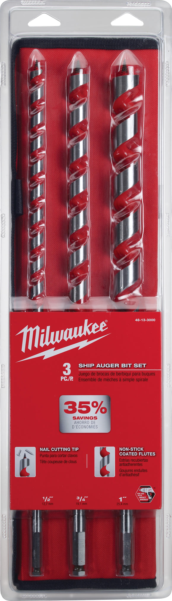 Milwaukee 48-13-3000 3 pc. Ship Auger Bit Set