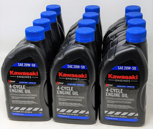 Kawasaki 12PK SAE 20W50 4-Cycle Engine Motor Oil OEM# 99969-6298 Quart Bottle