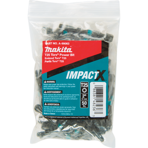 Makita A-99063 ImpactX™ T25 Torx® 2″ Power Bit, 50 pack